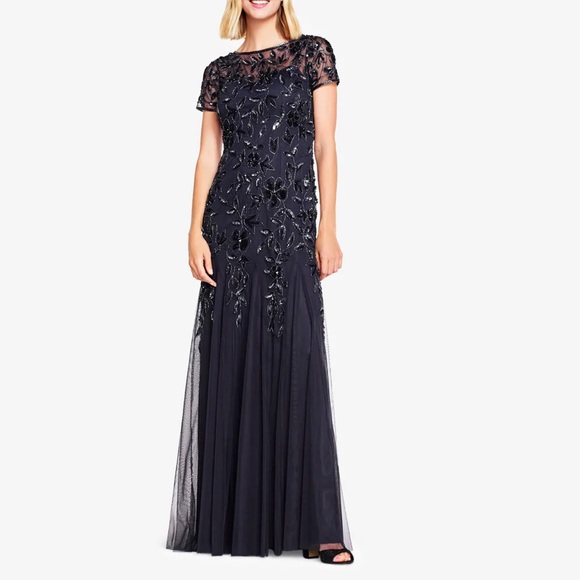 Adrianna Papell Dresses & Skirts - Adrianna Papell Hand Beaded Floral Gown